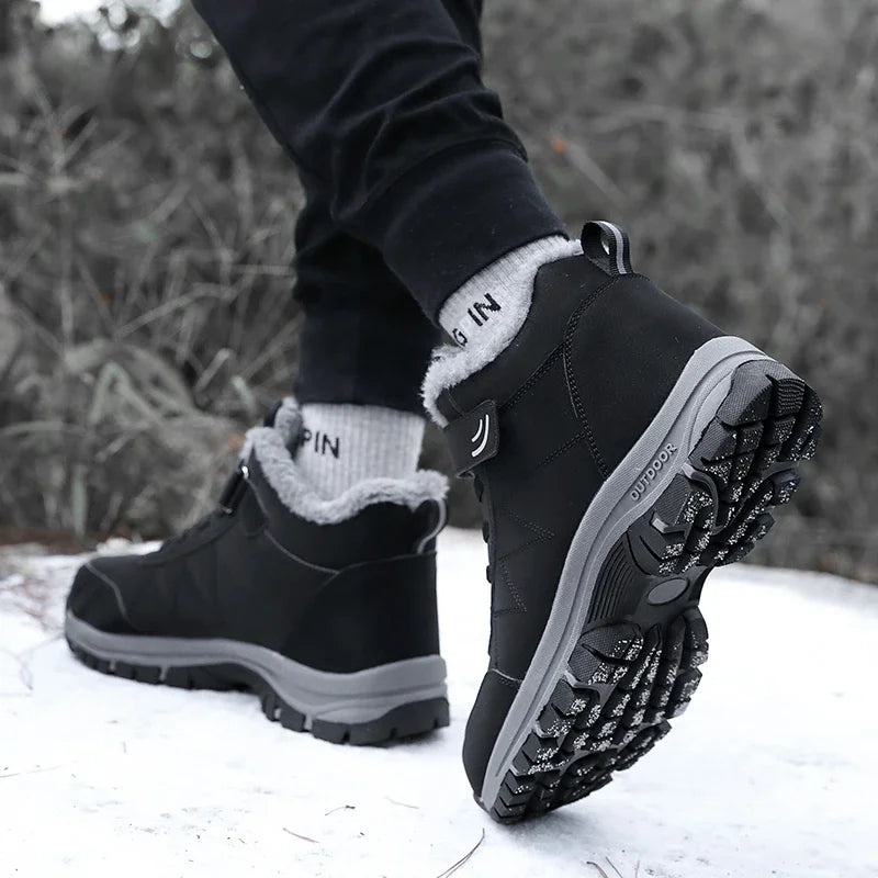 Men Waterproof Outdoor Boots Winter Warm Popular Footwear Male Suede Casual Snow Plush Warm Shoes Leather Walking Shoes 35-46