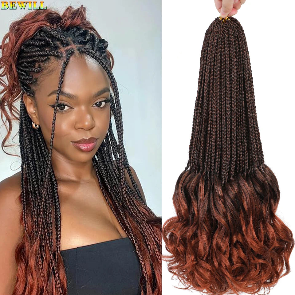 14 18 24 Inch French Curl Crochet Braids Boho Goddess French Curl Box Braids Crochet Hair Synthetic French Curly Braiding Hair