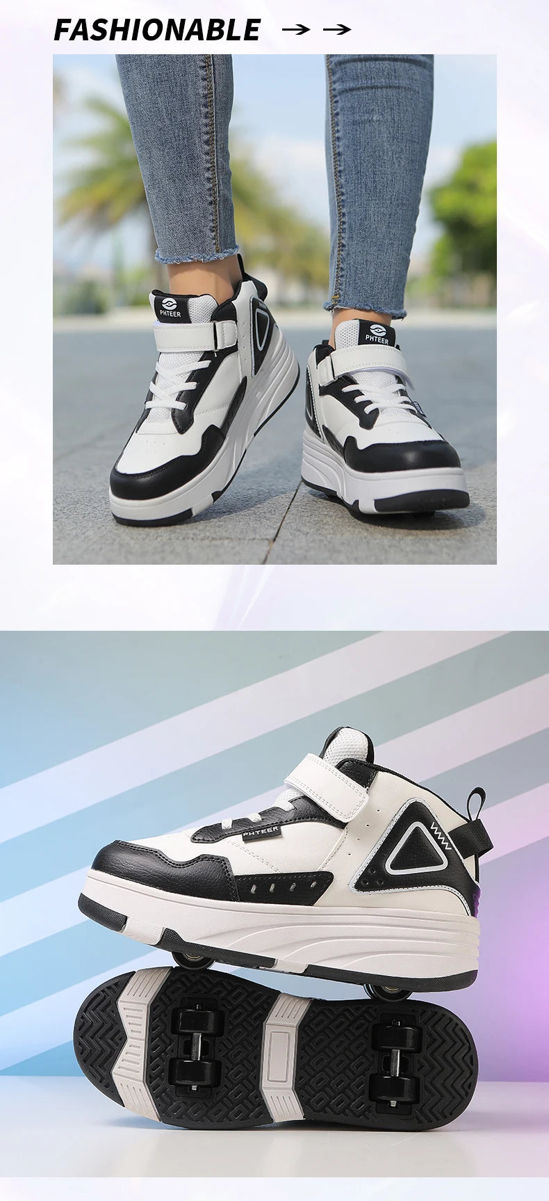 Boys and Girls Roller Skate Shoes Fashion Casual Sports Children 4-Wheels Sneakers for Kids  Gift Nice Footwear