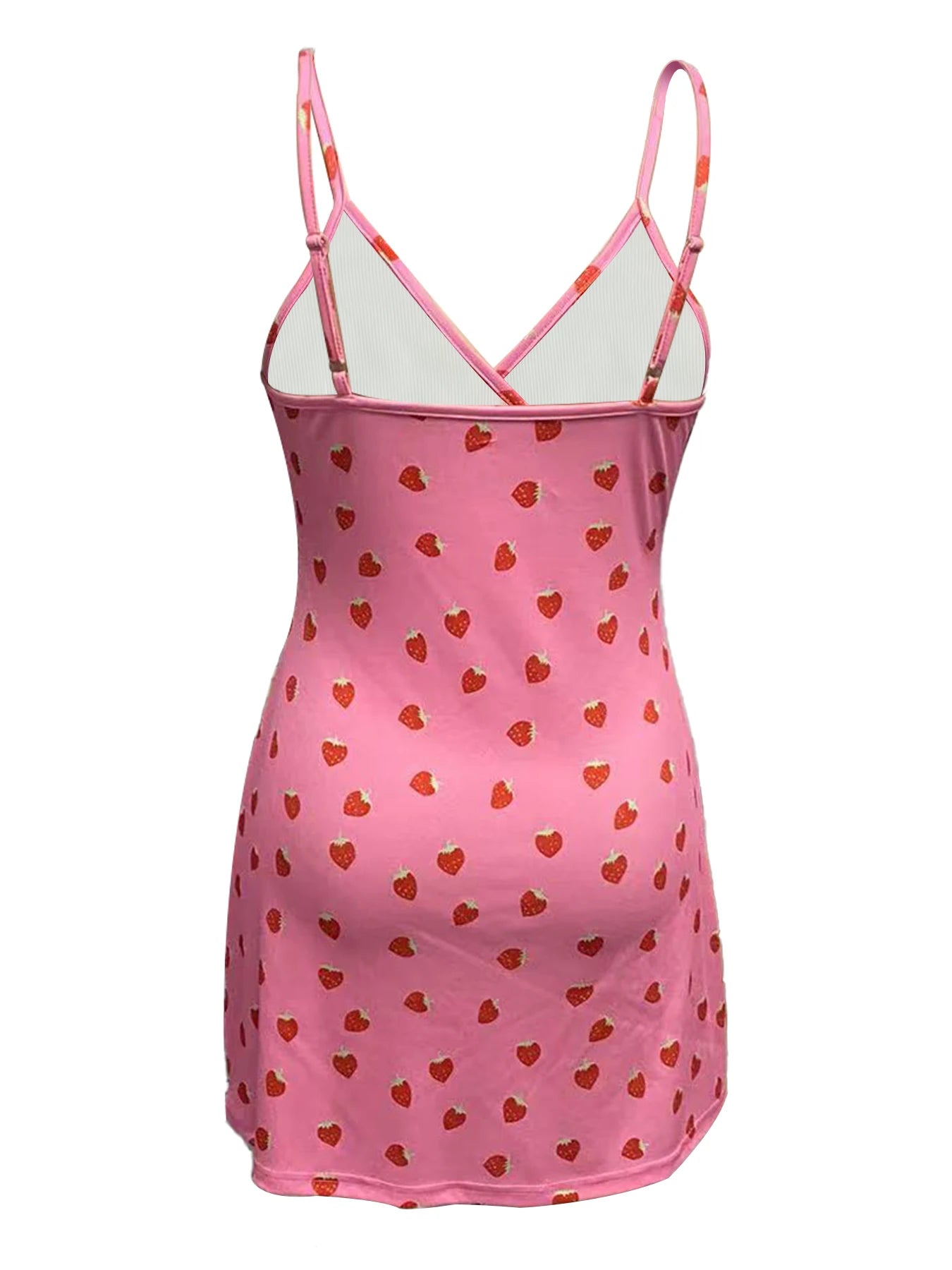 Strawberry print wrapped trim dress for women to create a stylish and elegant dress, suitable for casual or party wear, snug cut