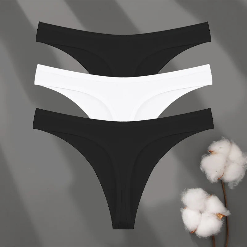 3Pcs/set Cotton Seamless Panties Comfort Underwear for Women Low Waist Breathable Thongs Sexy Solid Sport G-String Soft Lingerie