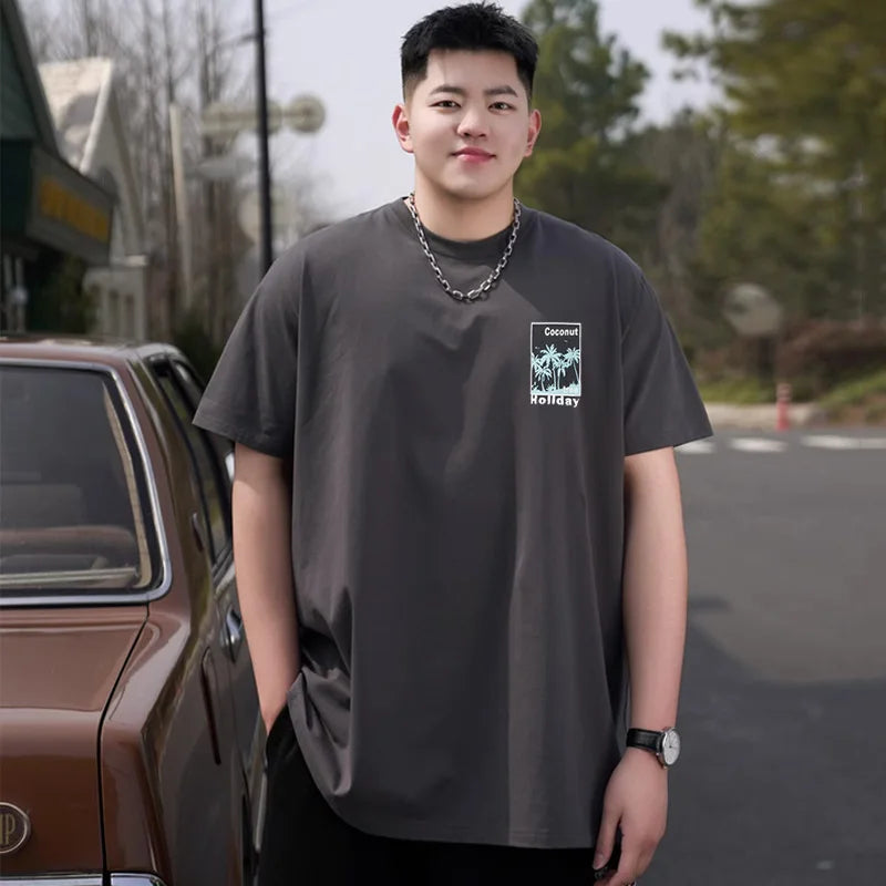 Men T Shirt Printed Popular Tees Big Size 110-175kg 6XL/7XL Plus Size Fashion Cotton Round Neck Short Sleeve Oversized Tops