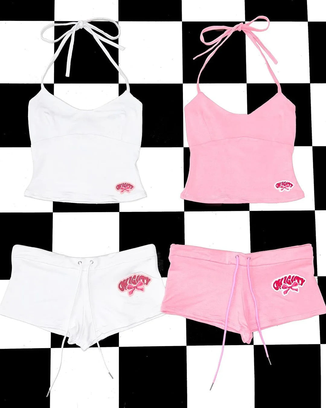 Summer New Y2K Camisole+Ultra Short Pants Set, American Sexy Trend Letter Print Contrasting Spicy Girl Outfit
