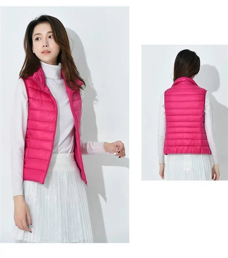 Ultralight Down Vest Women 2026 New Sleeveless Jacket Female White Duck Down Waistcoat Female Warm Puffer Jacket Outwear M-8XL