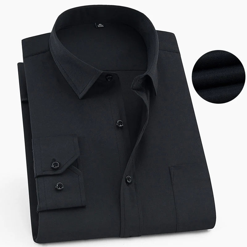 Oversized 9XL 8XL 48 47 Mens Long Sleeved Shirt Casual Business Classic Plaid Striped Slim Fit Button Male Social Dress Shirts