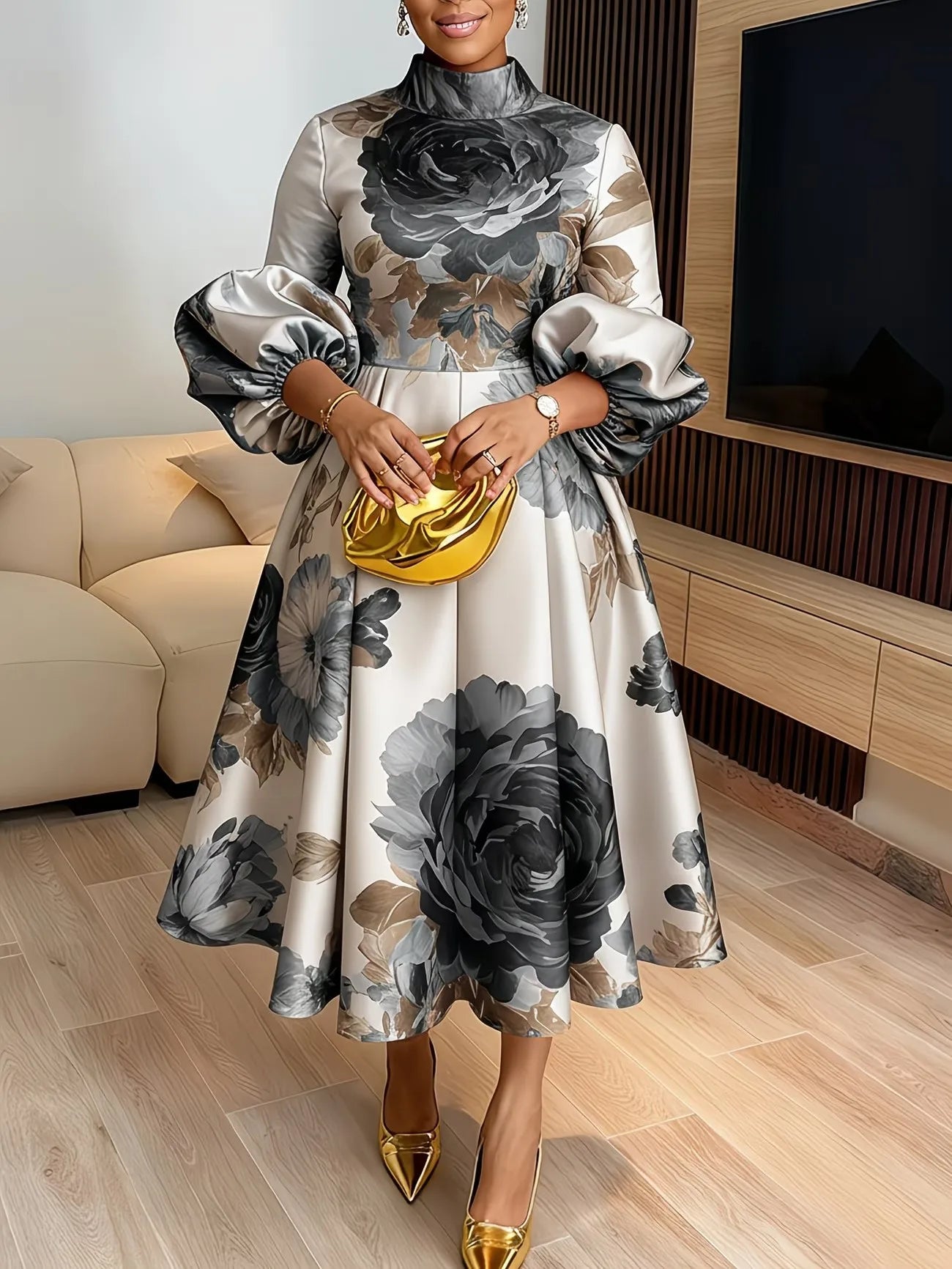 African Dresses for Women Elegant Ankara Dashiki Spring Summer Midi Dress Ladies Traditional Africa Clothing
