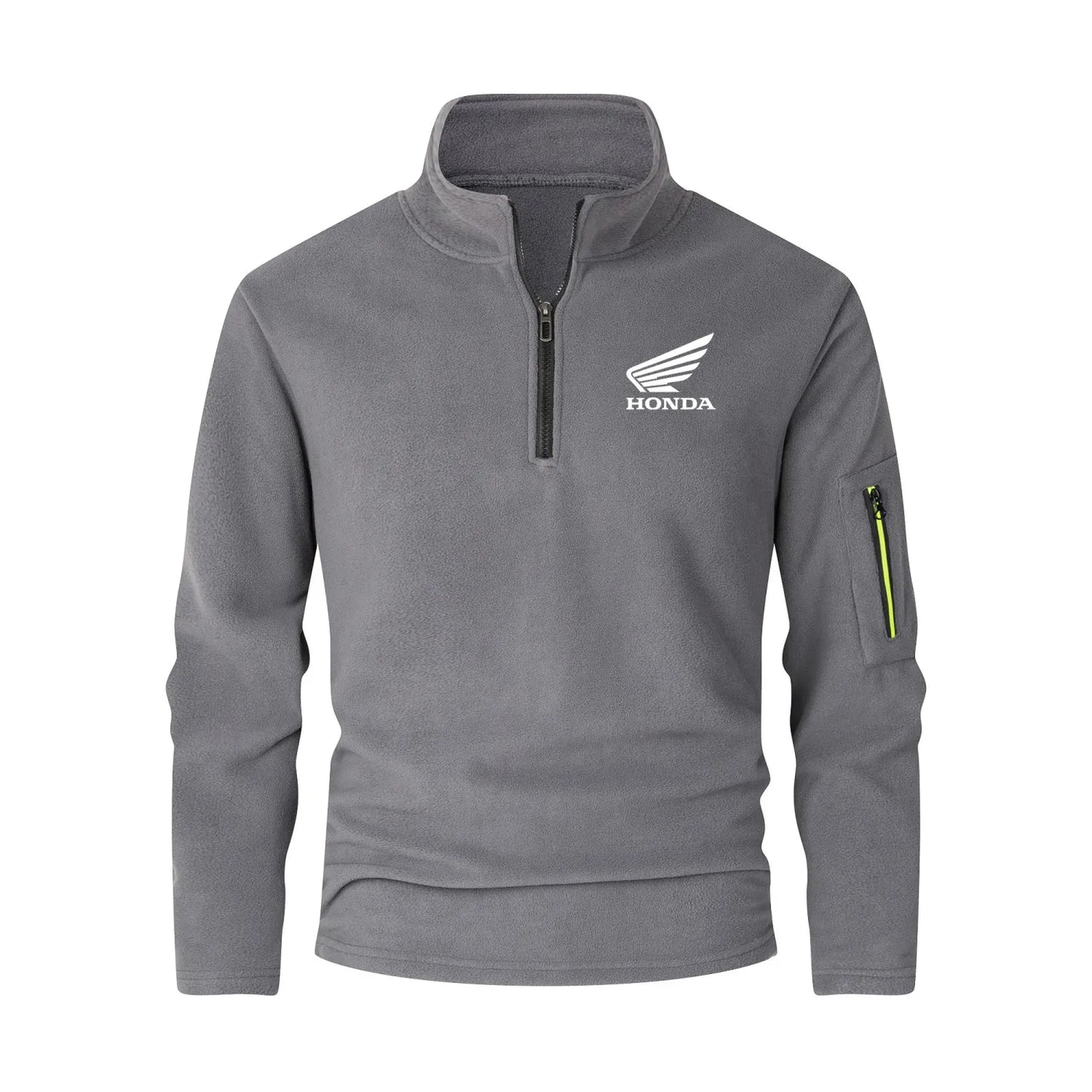 Honda Logo Motorcycle Long-sleeved Stand-up Collar Half-zip Sweatshirt Thick Warm Long-sleeved Top Autumn and Winter Jacket