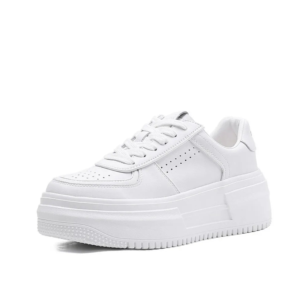 2024 New White U Leather Women's Casual Woman Vulcanize Sneakers Breathable Sport Walking Platform Flats Running Shoes