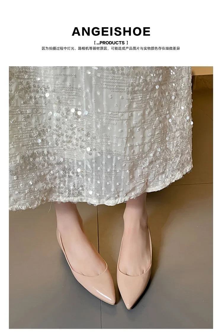 Fashion Flats Women Low Heels 5cm Internal Height Increasing Shoe Women Shoes Pointed Toe Patent Leather Office Driving Shoes