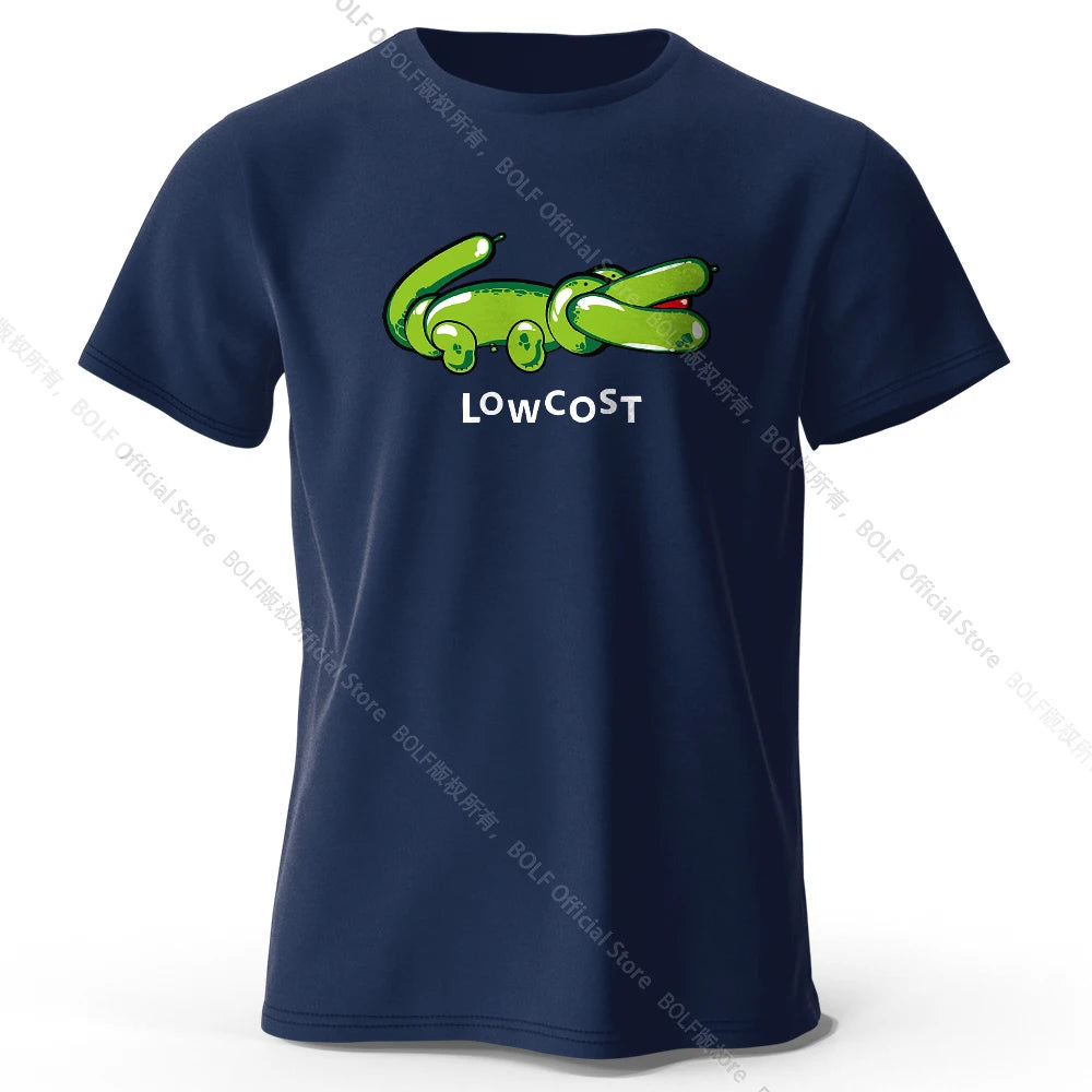 Men's Joke The Lowcost Printed T-Shirt 100% Cotton Oversized Funny Graphic Tees for Women Summer Tops Casual Streetwear