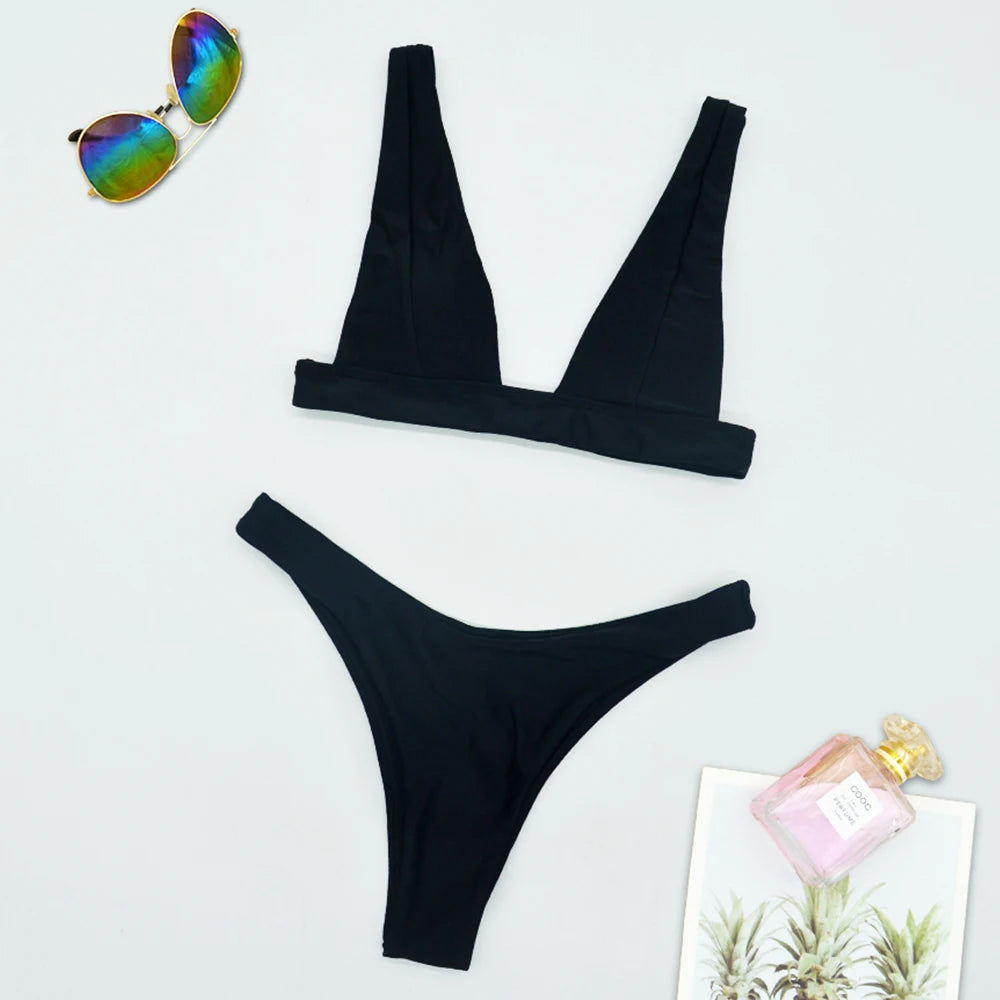 Swimsuit Woman 2023 Sexy Lingerie V-neck Swimwear Two Pieces Swimsuit Female Low Waist Bikini Set Brazilian Bathing Suit