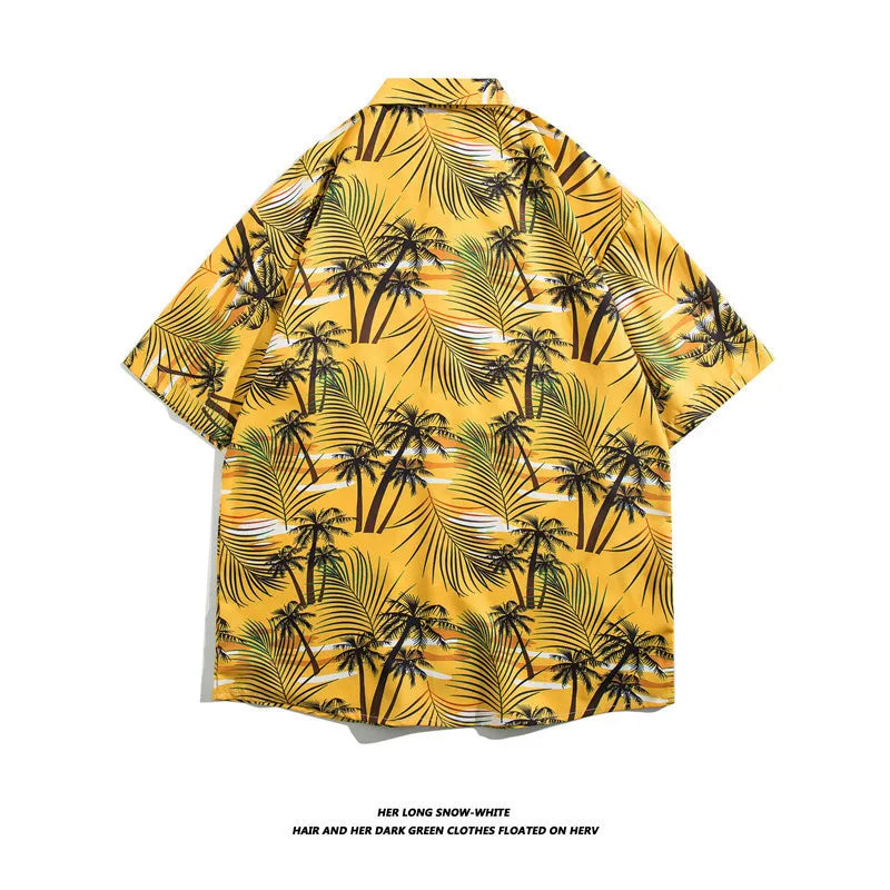 Men's Hawaiian Polyester Summer Short Sleeve Shirt Tropical Leaf 3D Pattern Printing Beach Male Shirts Casual Blouse For Men