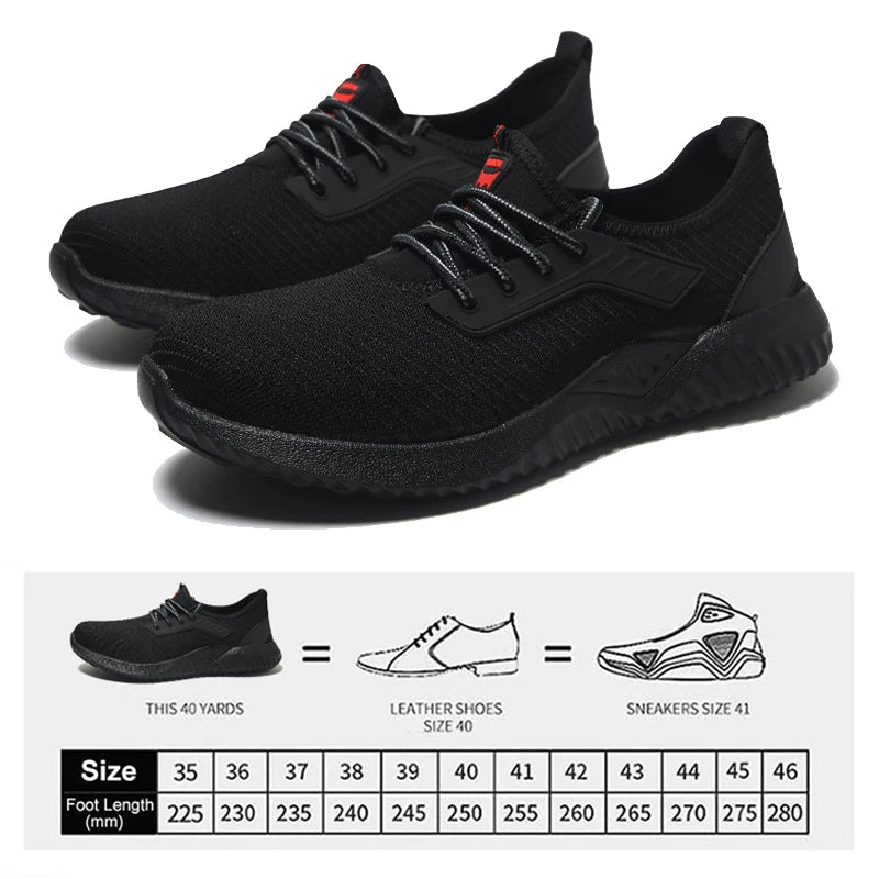 Oulylan Men Breathable Industrial Safety Shoes Wear Resistant Steel Toe Work Sneakers Lightweight Anti-smash Protection Footwear