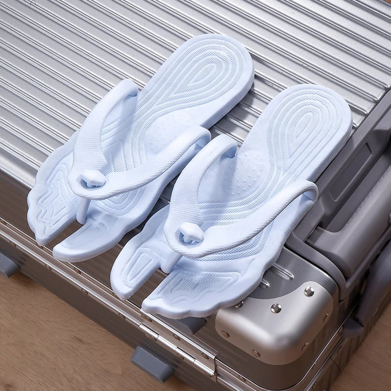 Folding Slippers Trip Travel Portable Slides Women Men Light Home Hotel Salon Homestay Guest Use Sandals Bathing Beach Shoes