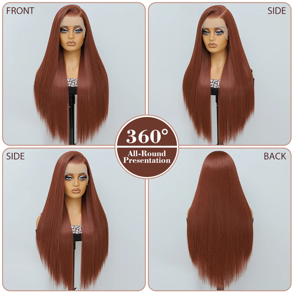 30 Inch Lace Frontal Wig Synthetic 13X6 Straight Hair Lace Wig For Afro Women High Temperture Fiber Blond Women Lace Frontal Wig