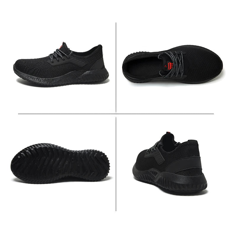 Oulylan Men Breathable Industrial Safety Shoes Wear Resistant Steel Toe Work Sneakers Lightweight Anti-smash Protection Footwear