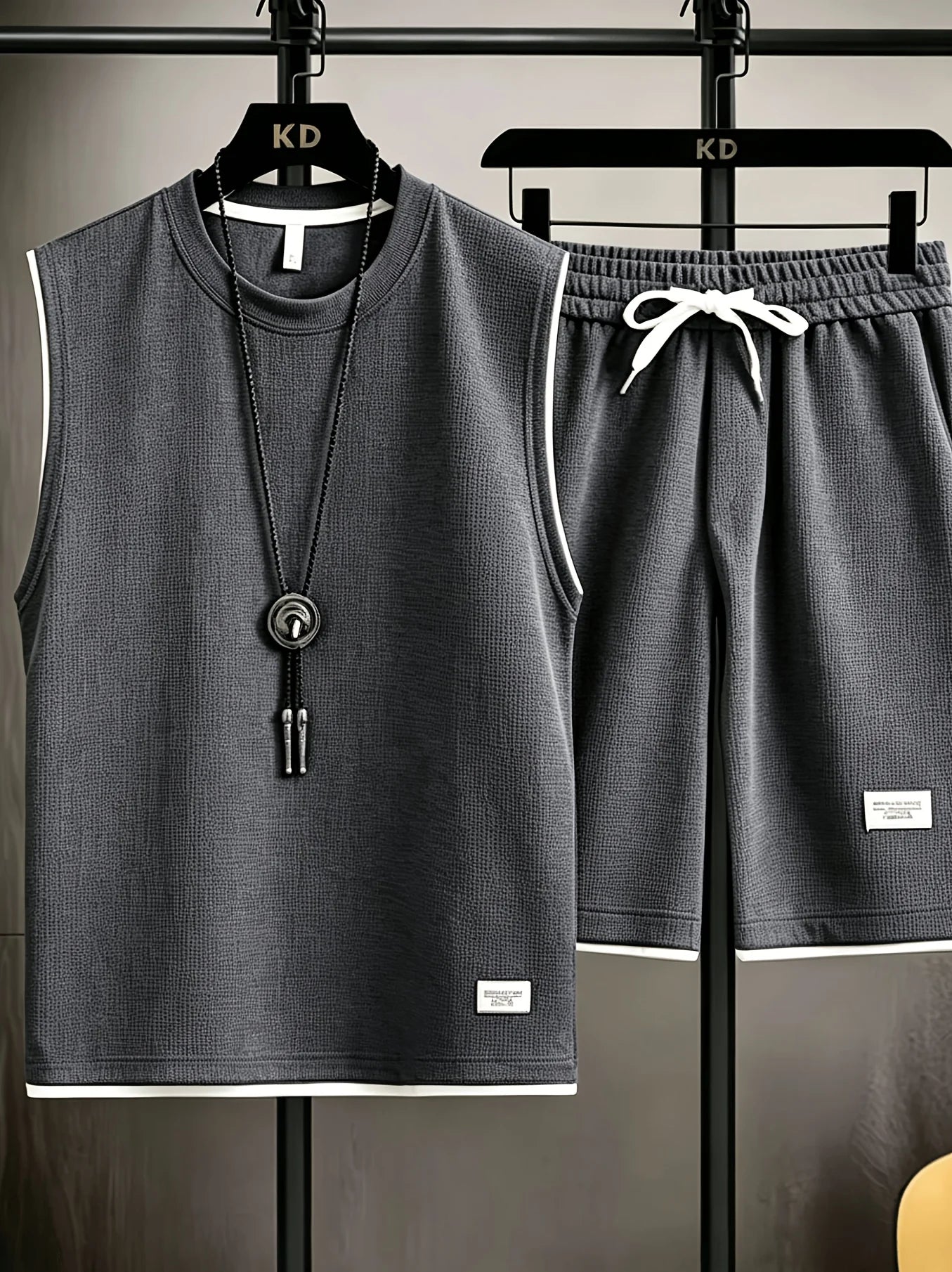Summer men's vest sets high quality Gym jogging sportswear set Mesh quick drying fashion casual Vest + Shorts 2 piece set 3XL