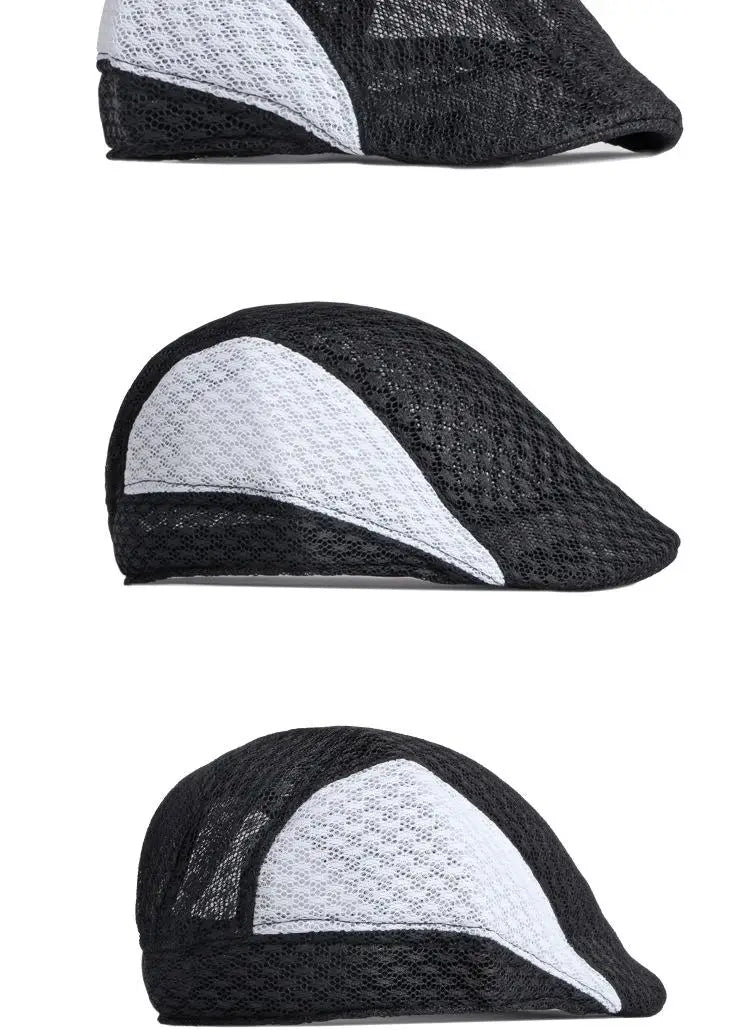 Big Head 58-61cm Summer Men Newsboy Breathable Cap Mesh Cabbie Golf Driving Sun Flat Beret Hats Caps Visors BAZAARHUBO