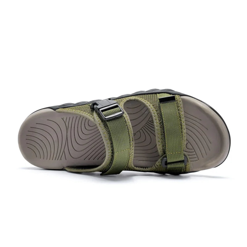 Summer Men Adjustable Outdoor Slippers Men Slides Anti Slip Slippers Black Khaki Green Comfortable Big Size 46 47