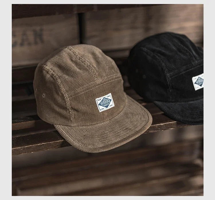 Non Stock 5 Panel Corduroy Hat with Snap Closure Baseball Cap Hip Hop Biker Board Cap BAZAARHUBO
