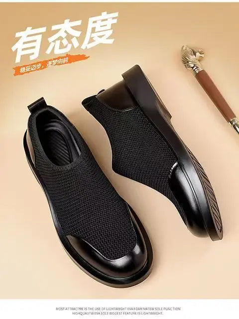 New Men's Summer Fashionable Large Casual Leather Shoes Breathable Mesh UK Versatile Business Simple Design