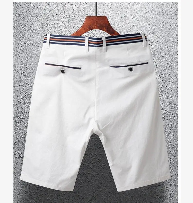 Mens Summer Casual Shorts Solid Color Business Casual Elastic Five Quarter Pants Cotton Breathable Workwear Shorts Men Clothing