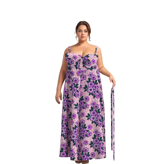 African Dress for Women Wax Print Ankara Strap Loose Women Dresses Plus Size African Women Party Clothing with Belt WY10955