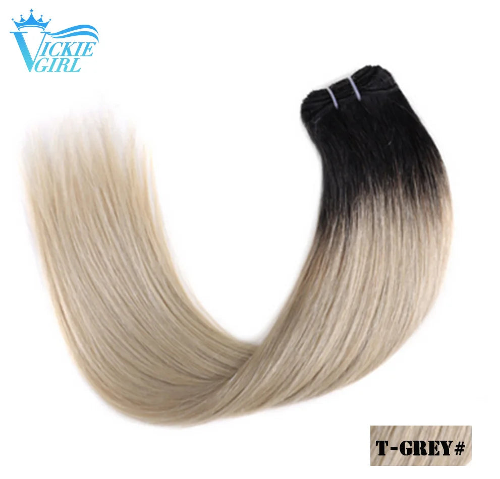 Straight Human Hair Weave Extensions Ombre Blonde Bundles Extensions 100g/Pcs 16"-28"  Straight Remy Skin Double Weft Hair