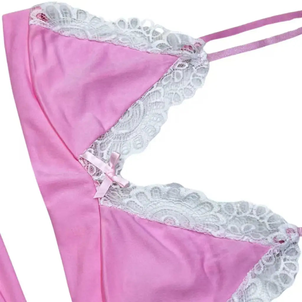1 Set of 2 Pieces Men's Underwear: Sexy and Sexy Lace Underwear Set, Front Bow Bra&Lace Underwear,Transparent,Drag Queen