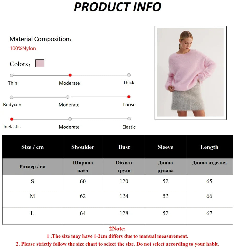 Blubelle Women's Autumn Winter Solid Color Knit Sweater O-Neck Long Sleeve Loose Fit Casual Relaxed Fashion Pullovers