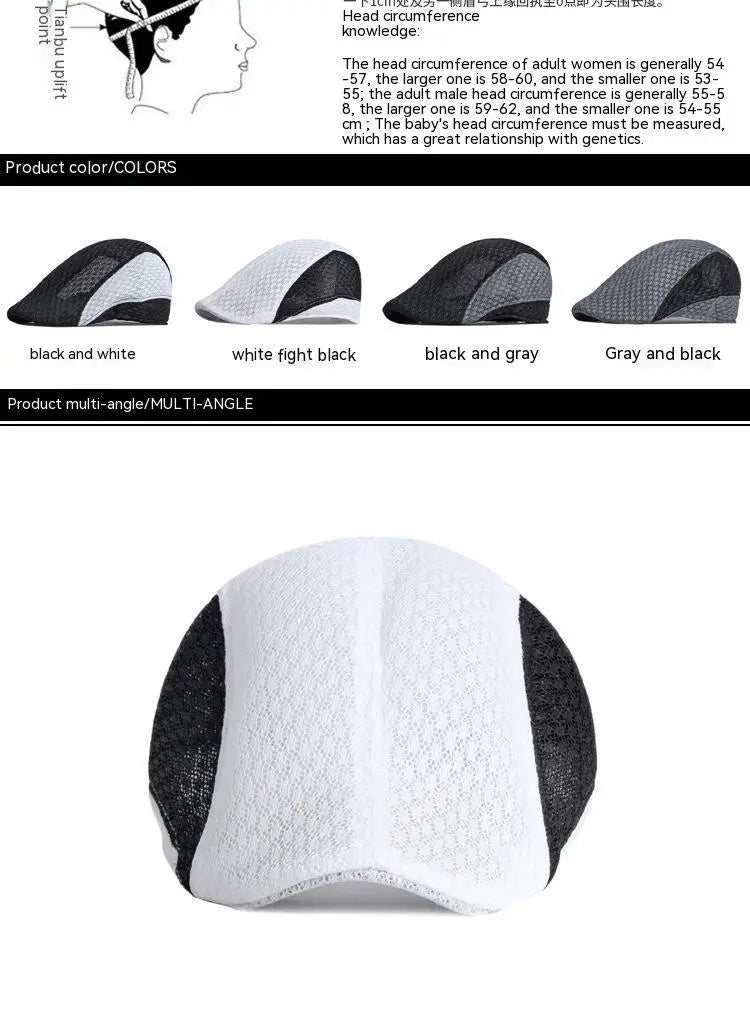 Big Head 58-61cm Summer Men Newsboy Breathable Cap Mesh Cabbie Golf Driving Sun Flat Beret Hats Caps Visors BAZAARHUBO