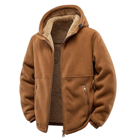 New Autumn and Winter Fashion Solid Color Thick Warm Lamb Wool Jacket For Men's Casual Loose Sports Windproof Plus Size Jacket