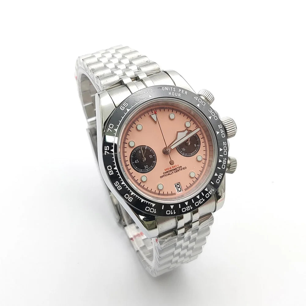 39mm VK64 Quartz Chronograph Men's Watch Sapphire Glass Waterproof Sport quartz watches Stainless Steel Strap Reloj Hombre