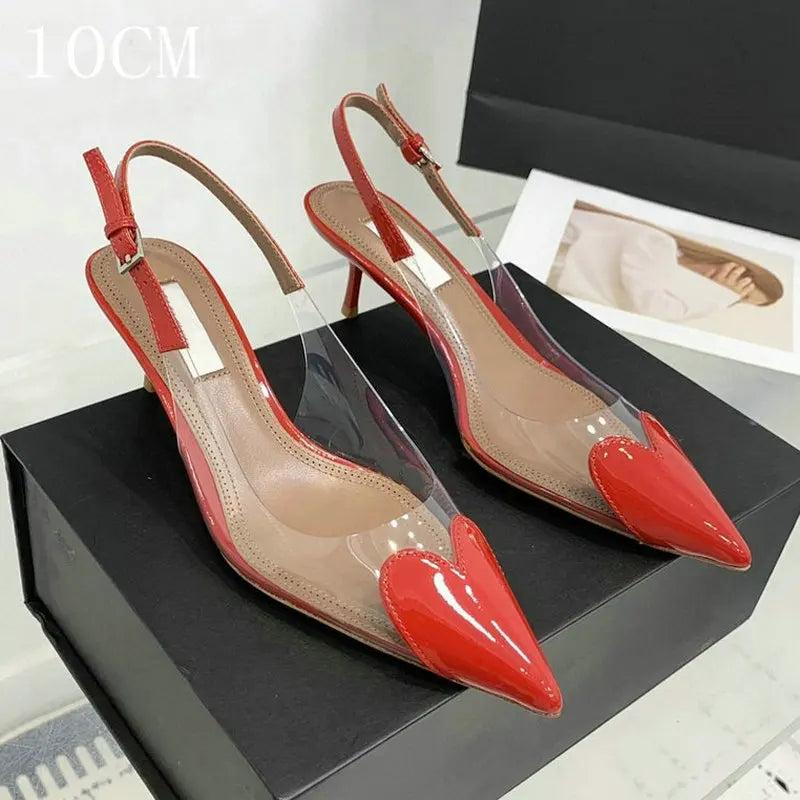 2025 New PVC European Style High Heels Women'S Summer Pointed Toe Runway Sandals Party Shoes