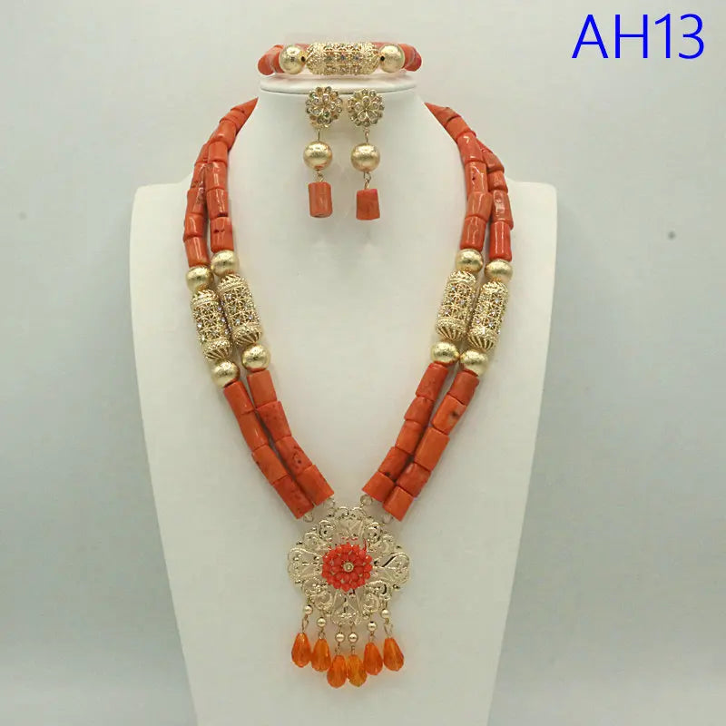 african fashion wedding real big coral beads jewlery set