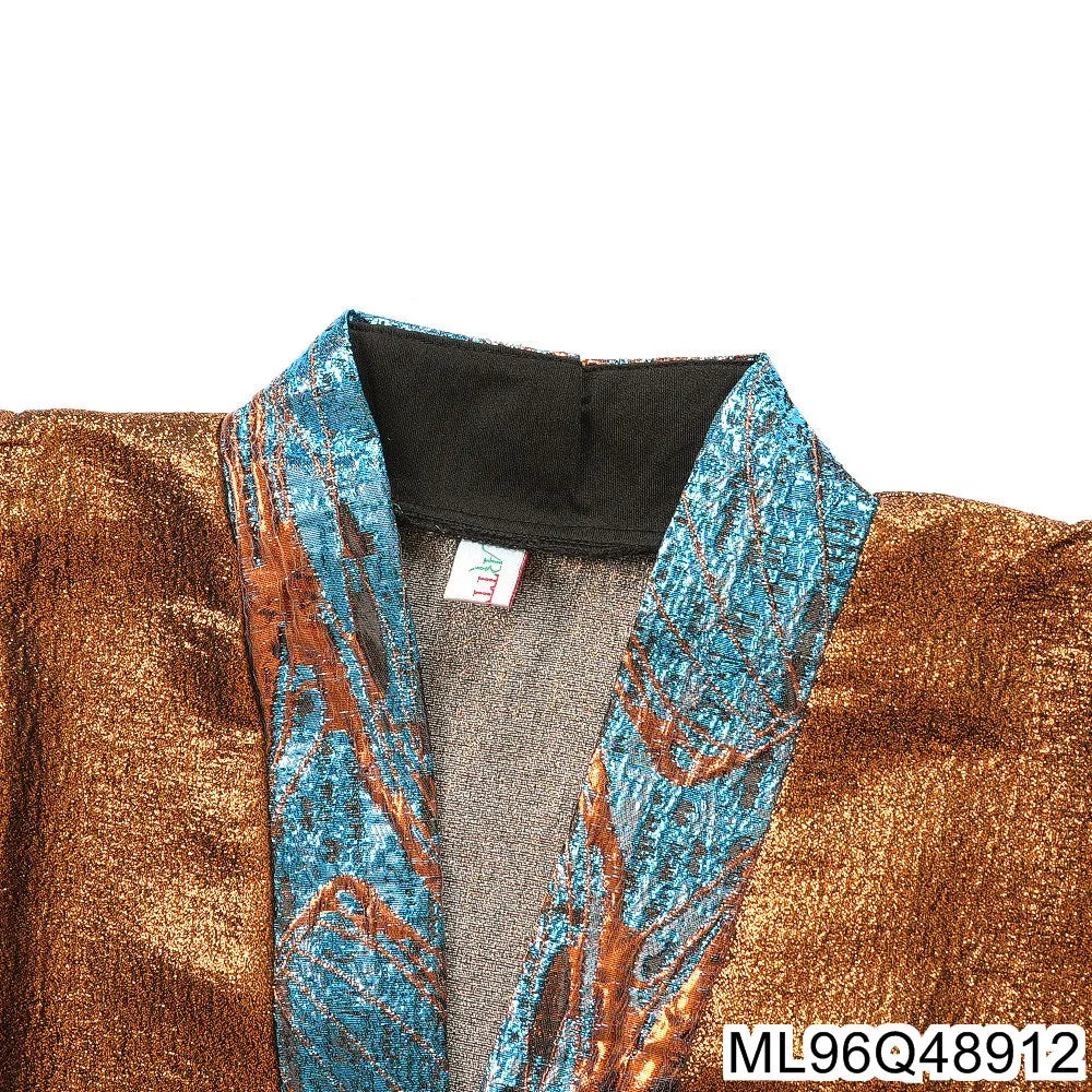 2025 New African Women's Fashion Robe and Skirt Set, Printed Plus-size Two-piece Dress ML96Q48907