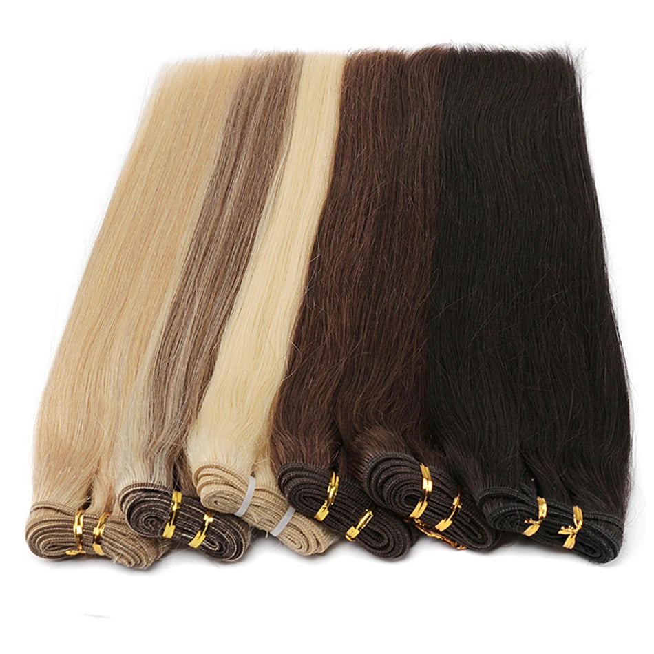 Straight Human Hair Weave Extensions Ombre Blonde Bundles Extensions 100g/Pcs 16"-28"  Straight Remy Skin Double Weft Hair