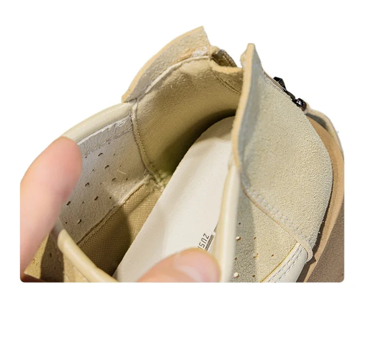 Fujin 6CM Suede Cow Genuine Leather Moccasins Women Platform Wedge Flats Women Shoes Ankle Booties Females ZIP Pumps Shoes