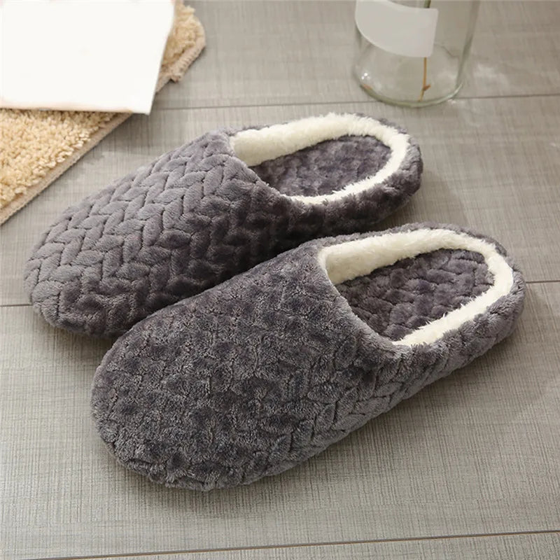 New Soft Sole Slippers Women Men Indoor Floor Flat Shoes Spring Autumn Winter Warm Home Cotton Plush Suede