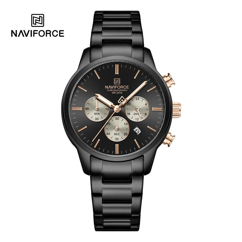 NAVIFORCE New Style Sporty 3ATM Waterproof Shockproof Stainless Strap  Man's Wristwatch Luxury Fashion Quartz Watches Men‘s Gift