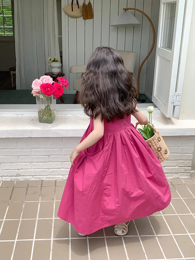Girls Casual Dresses Girls' Dresses with Large Hemlines Sleeveless Casual Kids Dresses for Girls 2 To 8 Years Princess Dress