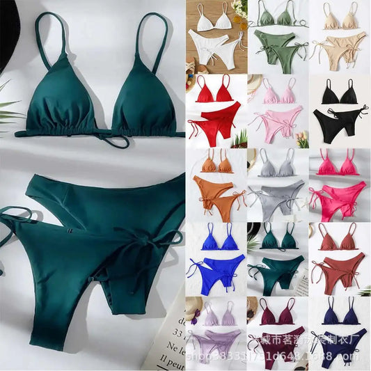 Brazilian Swimsuit Women Sexy Bikini Set Push-up Padded Bra Thong Two Pieces Swimwear Beachwear Bathing Suit Femme