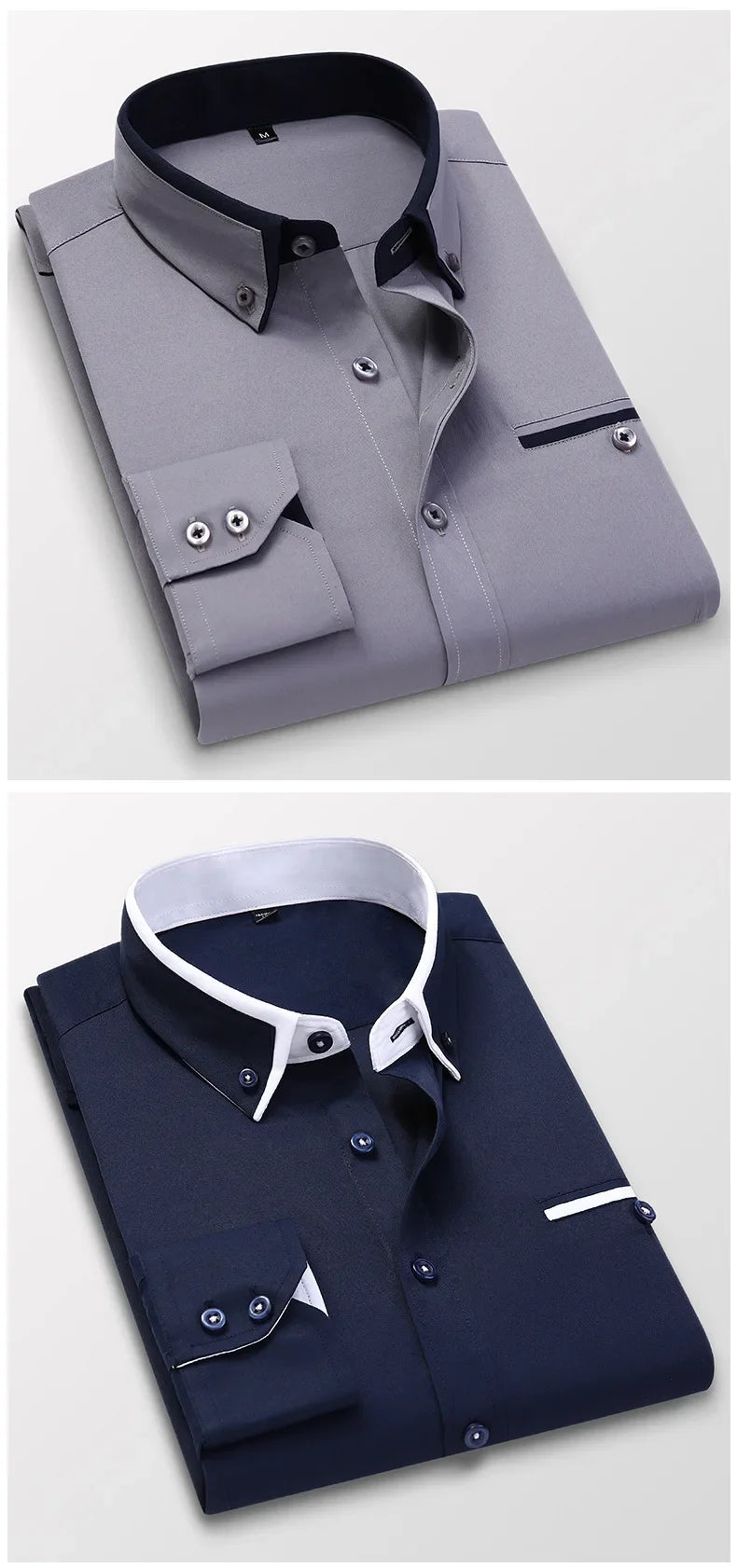 Men's Summer Casual Cotton Long-Sleeved Shirts / Male Slim Fit Spring Lapel Business Men Dress Shirt Tops Brand Clothing