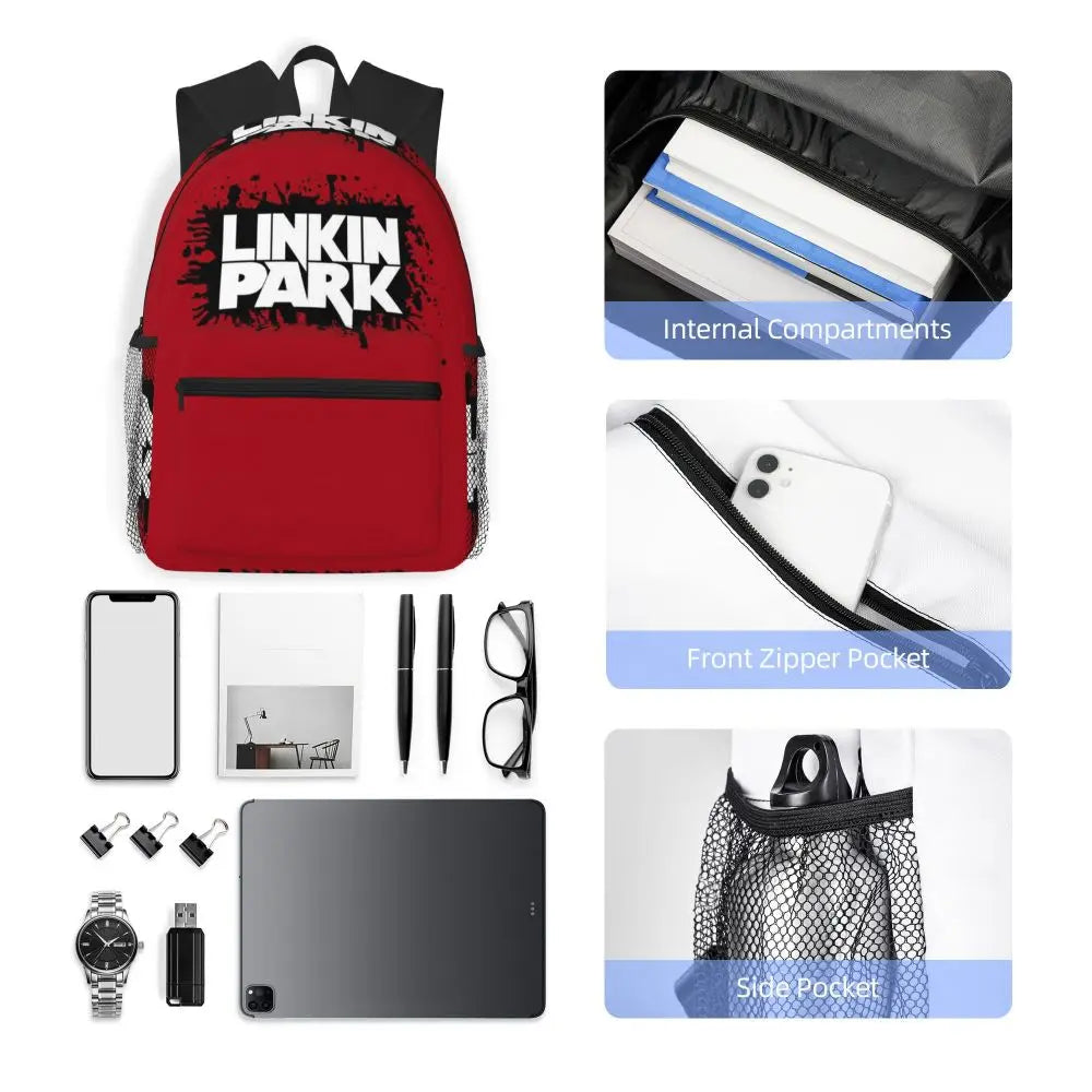 L-Linkin-S P-Park-S Band Student Backpack School Bag Hiking Travel Daypack for Boys Girls Fashion Bookbag Shoulder Bags