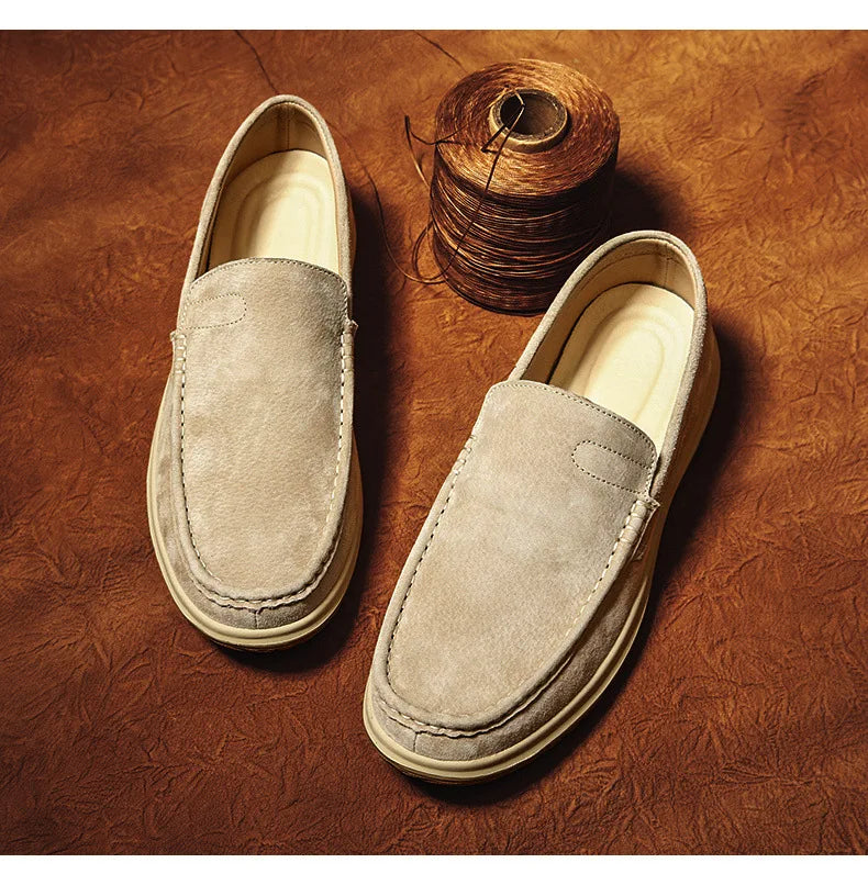 Men's Suede Casual Leather Shoes Fashionable Breathable Comfortable Driving Shoes Men Shoes