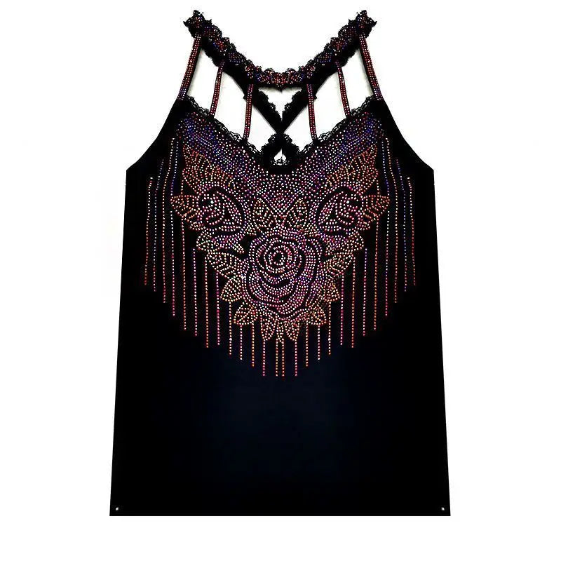 Sexy Summer Backless Tank Tops European Style Bright Diamond Camisole Vest For Women Sleeveless Suspender Bottom Shirt