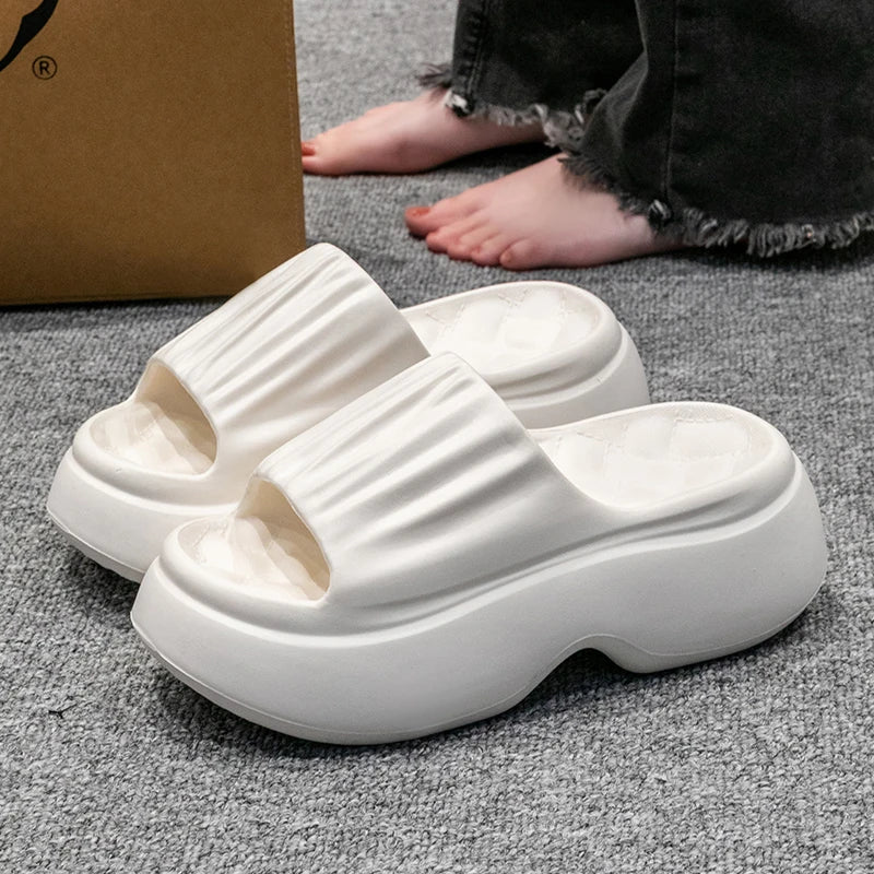 Thick Sole EVA Slippers for Women Fashion Home Platform Slippers for Summer Outwear Non Slip Elevated Sandals for Women