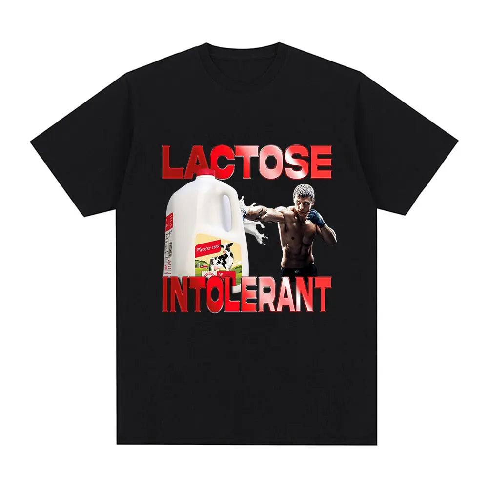 Milk Makes My Tummy Hurt T-shirt Lactose Tolerant Funny Meme Graphic T Shirt Men Fashion Vintage Hip Hop Short Sleeve T-shirts