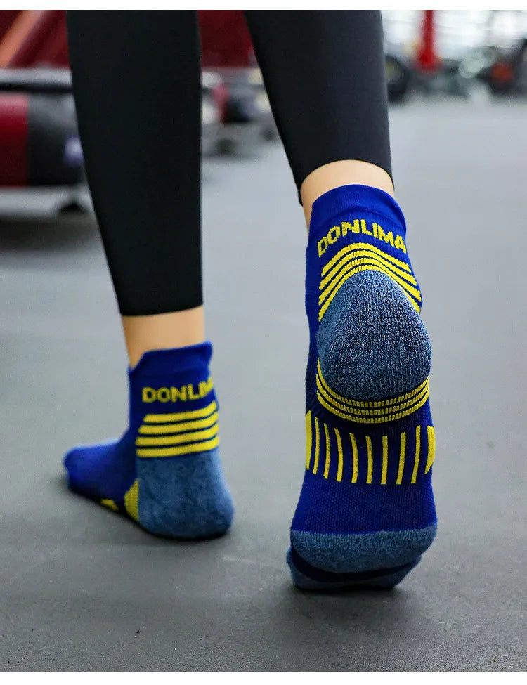 6 Pairs Marathon Running Socks Men Professional Sport Ankle Socks Thickened Towel Cushioned Tube Fitness Short Socks
