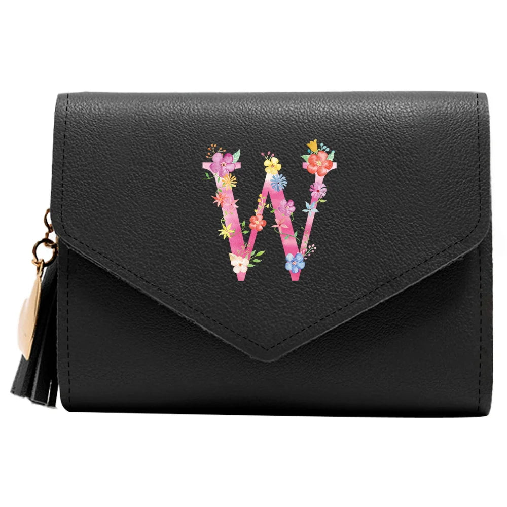 Purse Female Mini Wallet Cute Purse Pink Letter Pattern Slim Wallet RFID Blocking Credit Card Holder Coin Pocket ID Window
